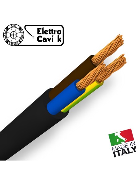 CAVO ELETTRICO H03VV-F 3G0.75 3x0.75 mm² NERO TRIPOLARE 3 POLI SIMILGOMMA GOMMATO FLESSIBILE CPR ECA PROFESSIONALE ITALY