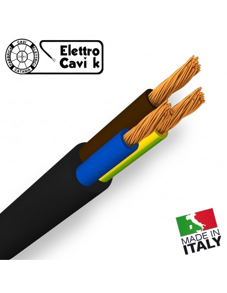 CAVO ELETTRICO H05VV-F 3G1 3x1 mm² NERO TRIPOLARE 3 POLI SIMILGOMMA GOMMATO FLESSIBILE CPR ECA PROFESSIONALE ITALY