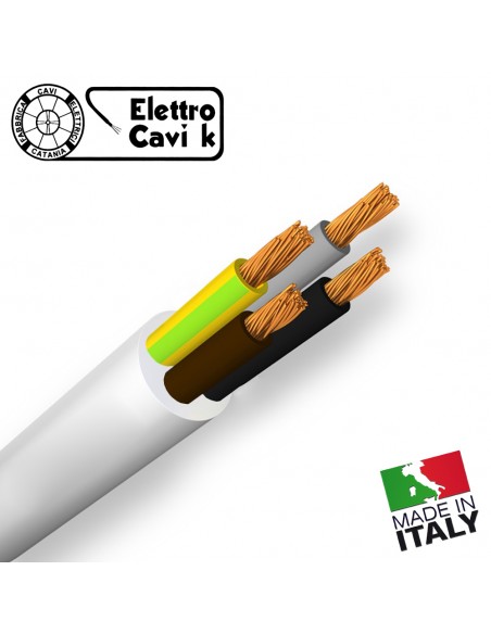 CAVO ELETTRICO H03VV-F 4G0.50 4x0.50 mm² BIANCO QUADRIPOLARE 4 POLI SIMILGOMMA GOMMATO FLESSIBILE CPR ECA PROFESSIONALE ITALY