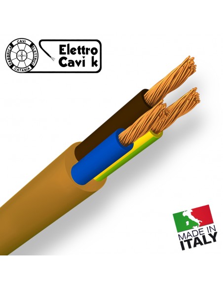 CAVO ELETTRICO H03VV-F 3G0.50 3x0.50 mm² BRONZO TRIPOLARE 3 POLI SIMILGOMMA GOMMATO FLESSIBILE CPR ECA PROFESSIONALE ITALY