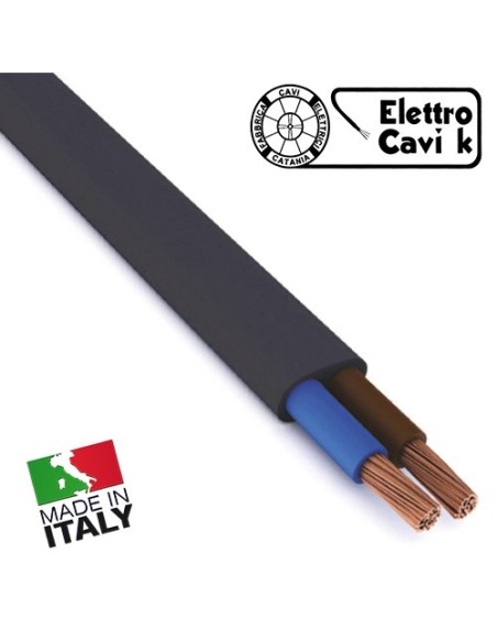 CAVO ELETTRICO PIATTO H05VVH2-F 2x1 mm² ELETTRODOMESTICO NERO BIPOLARE 2 POLI FLESSIBILE CPR MADE IN ITALY