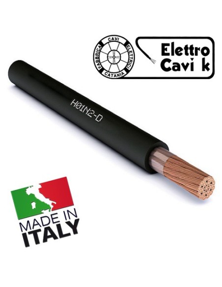 CAVO ELETTRICO PER SALDATRICE 1x16 mm² H01N2-D GOMMA SUPER FLESSIBILE 9,3 mm Ø UNIPOLARE RAME PROFESSIONALE MADE IN ITALY