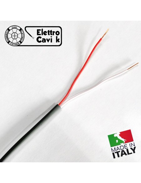 CAVO TELEFONICO DOPPINO RICOPERTO 2x0,50 mm RIGIDO IN RAME BIPOLARE 2 POLI ROSSO BIANCO PROFESSIONALE MADE IN ITALY