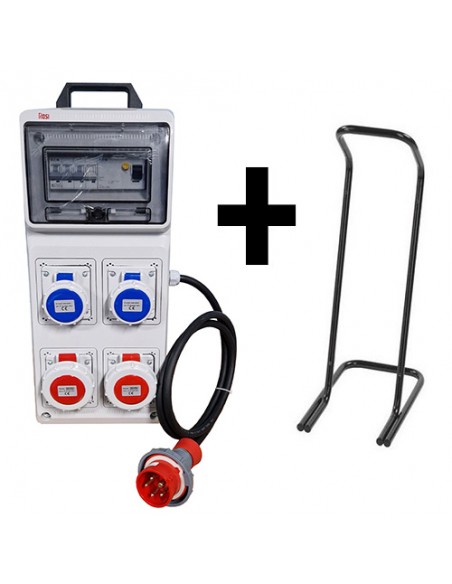 QUADRO ELETTRICO INDUSTRIALE + CAVALLETTO 16A CANTIERE 220/380V 4 PRESE IND 2P+T 3P+N+T 16A IP67 MAGNETOTERMICO ASC CERTIFICATO