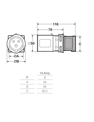 ADATTATORE INDUSTRIALE FRANCESCE 16A...