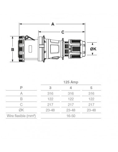 PRESA INDUSTRIALE 125A TRIFASE 3P+N+T... PRESA INDUSTRIALE 125A TRIFASE 3P+N+T...