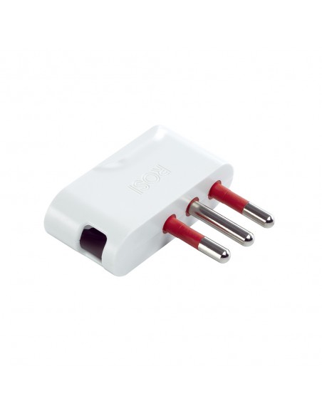 SPINA SALVASPAZIO ELETTRICA 10A BIANCA 2P+T DOMESTICA MONOFASE 220V 90° VOLANTE MARCA ROSI EMILIA SPECIALIST IMQ MADE IN ITALY