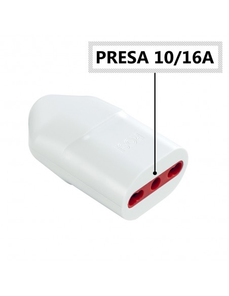 PRESA ELETTRICA 10/16A BIANCA 2P+T DOMESTICA MONOFASE 220V VOLANTE PROFESSIONALE MARCA ROSI EMILIA SPECIALIST IMQ MADE IN ITALY