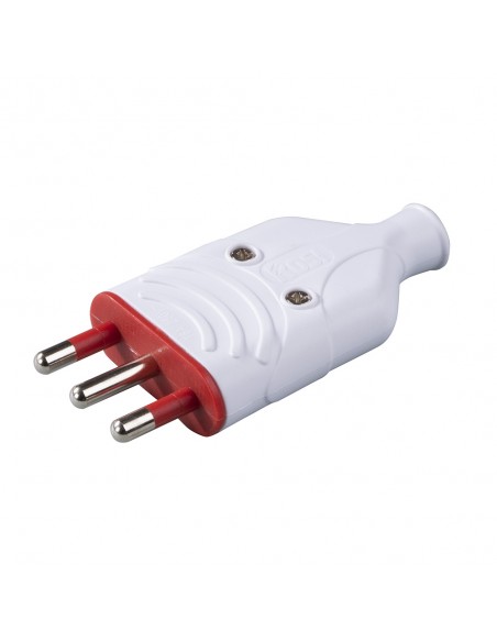 SPINA ELETTRICA 16A ANTISCHIACCIAMENTO BIANCA 2P+T MONOFASE 220V GOMMA VOLANTE PROFESSIONALE MARCA ROSI ELA PLUG MADE IN ITALY
