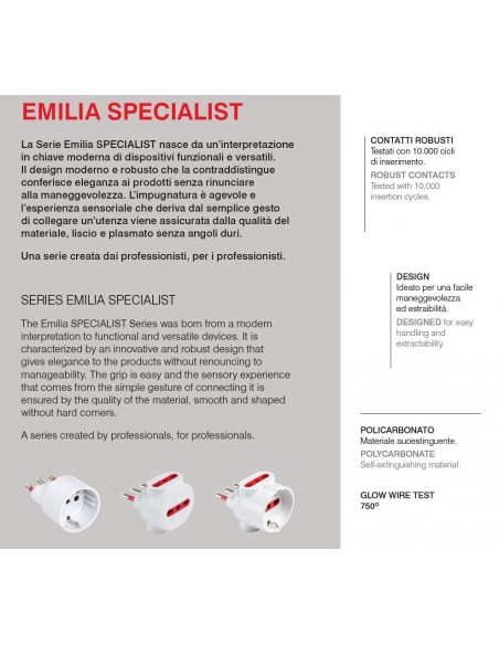 ADATTATORE TRIPLO ELETTRICO 16A NERO 2P+T 220V 10/16A PROFESSIONALE VOLANTE MARCA ROSI EMILIA SPECIALIST IMQ MADE IN ITALY