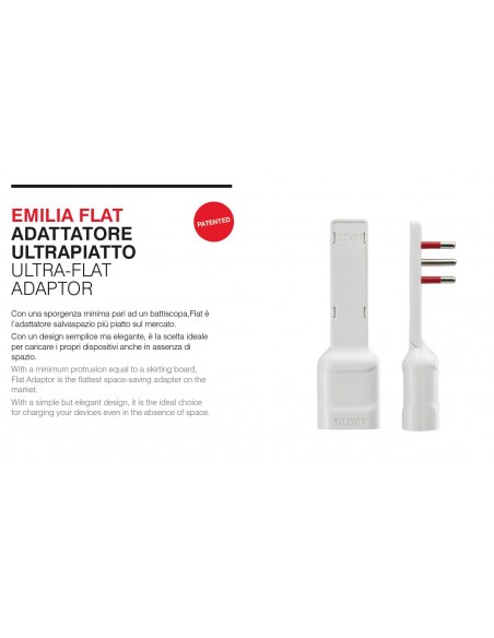 ADATTATORE PIATTO ELETTRICO 16A BIANCO 2P+T 220V 10/16A PROFESSIONALE MARCA ROSI EMILIA FLAT MADE IN ITALY