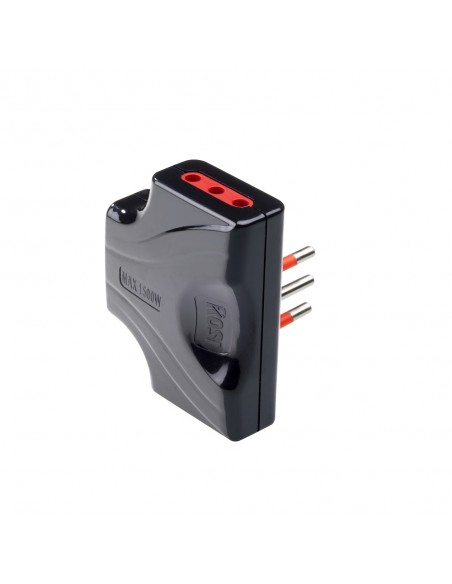 ADATTATORE PIATTO TRIPLO ELETTRICO 10A NERO 2P+T 220V PROFESSIONALE MARCA ROSI EMILIA EXTRA-PIATTA MADE IN ITALY
