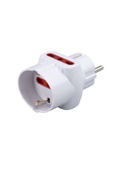 ADATTATORE SCHUKO TRIPLO ELETTRICO 10/16A BIANCO 2P+T 220V PROFESSIONALE MARCA ROSI MADE IN ITALY