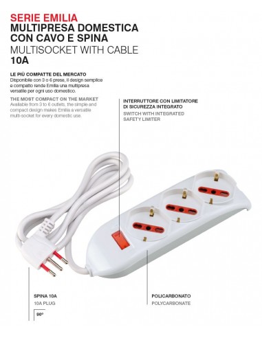 MULTIPRESA ELETTRICA CIABATTA 3 POSTI... MULTIPRESA ELETTRICA CIABATTA 3 POSTI...