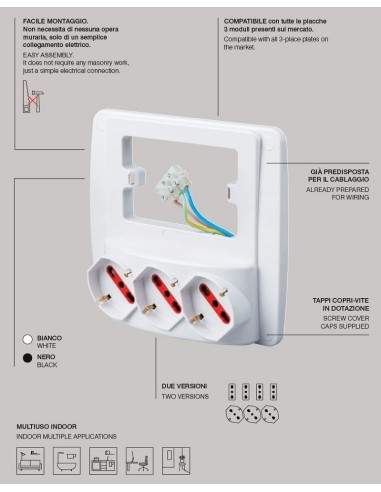 MULTIPRESA ELETTRICA DA PARETE 3...