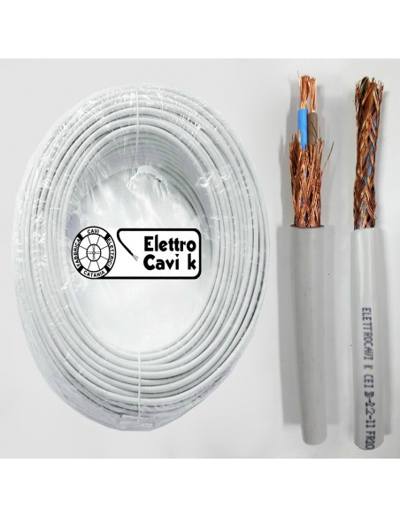 CAVO FR2OH2R 2x0,75 mm² SCHERMATO BIPOLARE 2 POLI FLESSIBILE ANTIFIAMMA GRIGIO