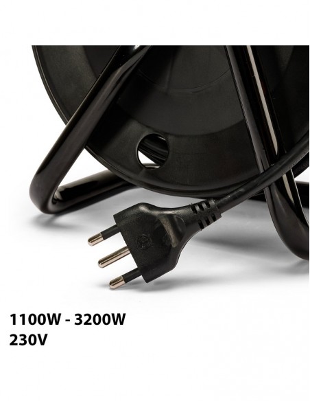 PROLUNGA ELETTRICA 50 METRI CON AVVOLGICAVO H05VV-F 3G1.5 mm² con 4 PRESE SCHUKO 10/16A 2P+T 220V MONOFASE 3200W MARCA VELAMP