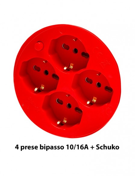 PROLUNGA ELETTRICA 50 METRI CON AVVOLGICAVO H05VV-F 3G1.5 mm² con 4 PRESE SCHUKO 10/16A 2P+T 220V MONOFASE 3200W MARCA VELAMP