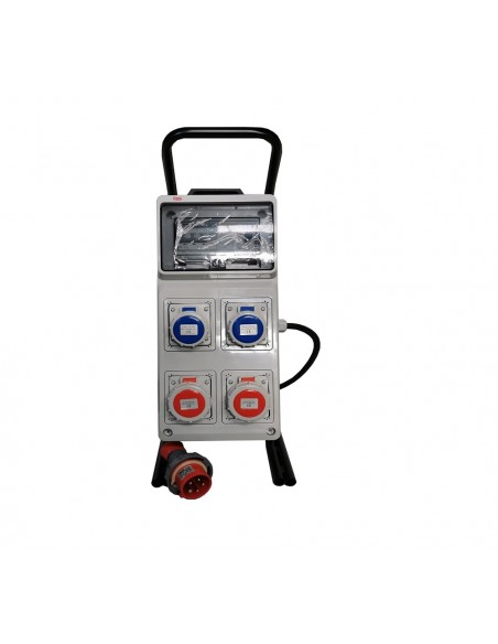 QUADRO ELETTRICO INDUSTRIALE + CAVALLETTO 16A CANTIERE 220/380V 4 PRESE IND. 2P+T 3P+T 16A IP67 MAGNETOTERMICO ASC CERTIFICATO