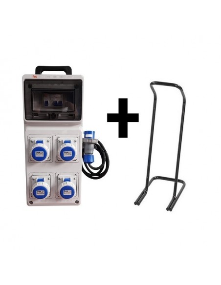 QUADRO ELETTRICO INDUSTRIALE + CAVALLETTO 32A CANTIERE 220V 4 PRESE IND. 2P+T 32A IP67 MAGNETOTERMICO ASC MONOFASE CERTIFICATO
