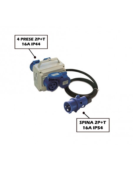 QUADRO ELETTRICO INDUSTRIALE 16A CANTIERE 220V 3 PRESE IND. 2P+T 16A IP67 MAGNETOTERMICO DIFF ASC IP65 MONOFASE CERTIFICATO ROSI