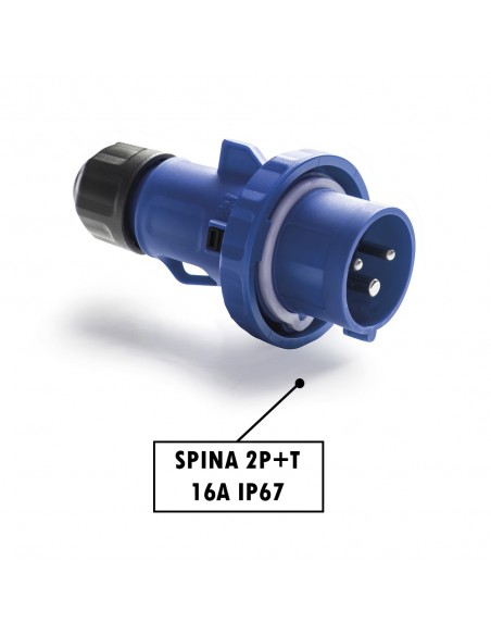 SPINA INDUSTRIALE 16A MONOFASE 2P+T IP67 220V VOLANTE PROFESSIONALE 3 POLI MARCA ROSI MADE IN ITALY