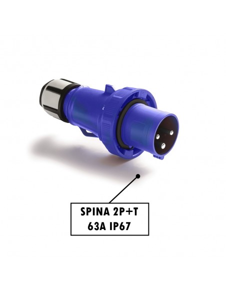 SPINA INDUSTRIALE 63A MONOFASE 2P+T IP67 220V VOLANTE PROFESSIONALE 3 POLI MARCA ROSI MADE IN ITALY