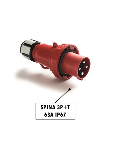 SPINA INDUSTRIALE 63A TRIFASE 3P+T IP67 380V VOLANTE PROFESSIONALE 4 POLI MARCA ROSI MADE IN ITALY