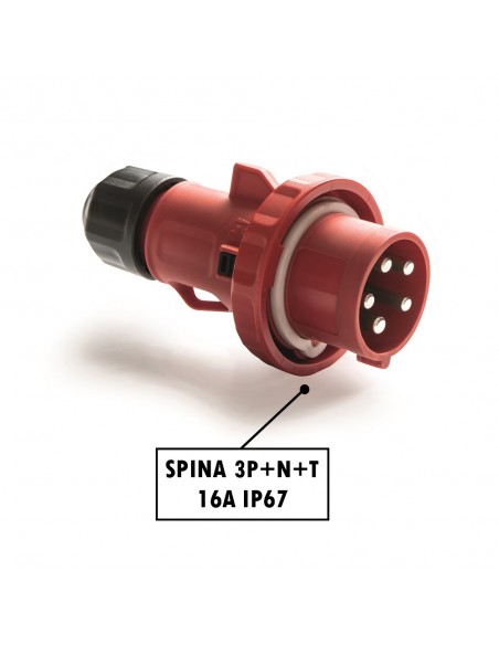 SPINA INDUSTRIALE 16A TRIFASE 3P+N+T IP67 380V VOLANTE PROFESSIONALE 5 POLI MARCA ROSI MADE IN ITALY