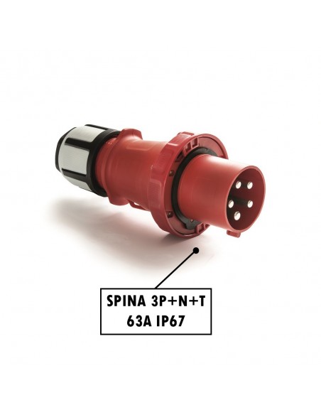 SPINA INDUSTRIALE 63A TRIFASE 3P+N+T IP67 380V VOLANTE PROFESSIONALE 5 POLI MARCA ROSI MADE IN ITALY