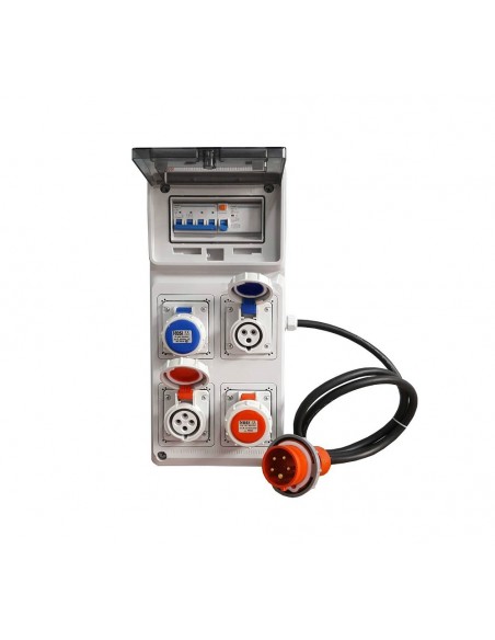 QUADRO ELETTRICO INDUSTRIALE 32A 220/380V CANTIERE 4 PRESE IND. 2P+T 3P+T 32A IP67 MAGNETOTERMICO DIFF ASC IP65 CERTIFICATO ROSI