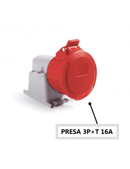 PRESA INDUSTRIALE 16A TRIFASE DA PARETE INCLINATA 4 POLI 3P+T IP54 380V PROFESSIONALE MARCA ROSI
