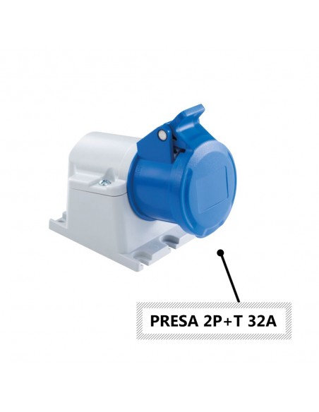PRESA INDUSTRIALE 32A MONOFASE DA PARETE INCLINATA 3 POLI 2P+T IP54 220V PROFESSIONALE MARCA ROSI