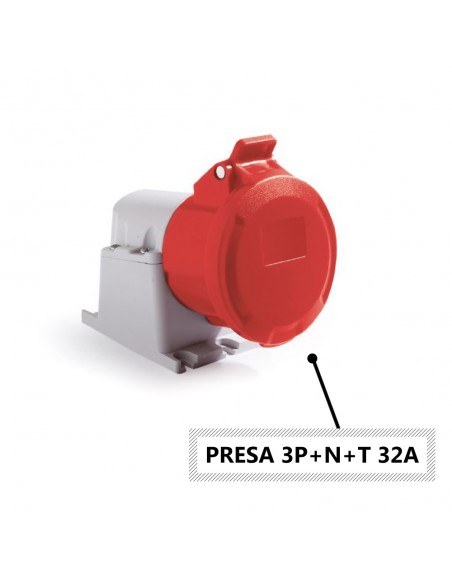 PRESA INDUSTRIALE 32A TRIFASE DA PARETE INCLINATA 5 POLI 3P+N+T IP54 380V PROFESSIONALE MARCA ROSI