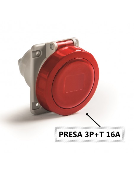 PRESA INDUSTRIALE 16A TRIFASE DA INCASSO INCLINATA 4 POLI 3P+T IP67 380V PROFESSIONALE MARCA ROSI