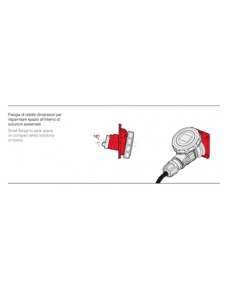 PRESA INDUSTRIALE 16A TRIFASE DA INCASSO INCLINATA 5 POLI 3P+N+T IP67 380V PROFESSIONALE MARCA ROSI