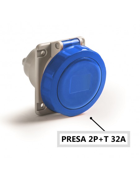 PRESA INDUSTRIALE 32A MONOFASE DA INCASSO INCLINATA 3 POLI 2P+T IP67 220V PROFESSIONALE MARCA ROSI