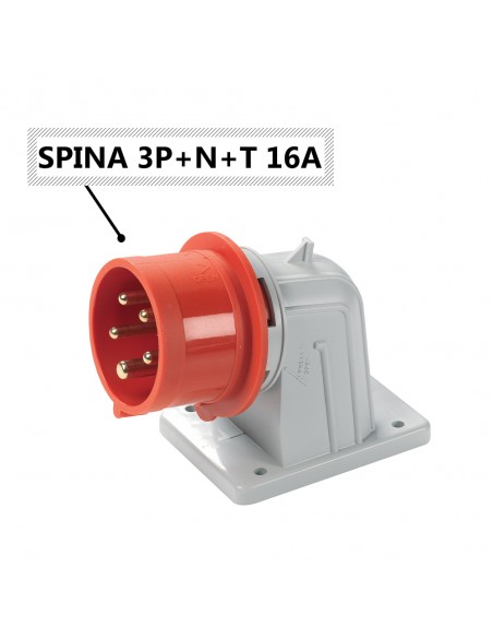 SPINA INDUSTRIALE 16A TRIFASE DA INCASSO INCLINATA 90° 5 POLI 3P+N+T IP54 380V PROFESSIONALE MARCA ROSI