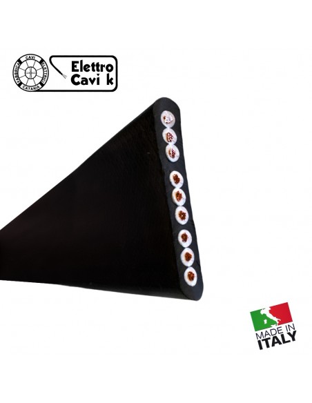 CAVO ELETTRICO PIATTO H05VVH6-F 9x0.75 mm² PER ASCENSORE MONTACARICHI FLESSIBILE MULTIPOLARE 9 POLI NERO PROFESSIONALE ITALY