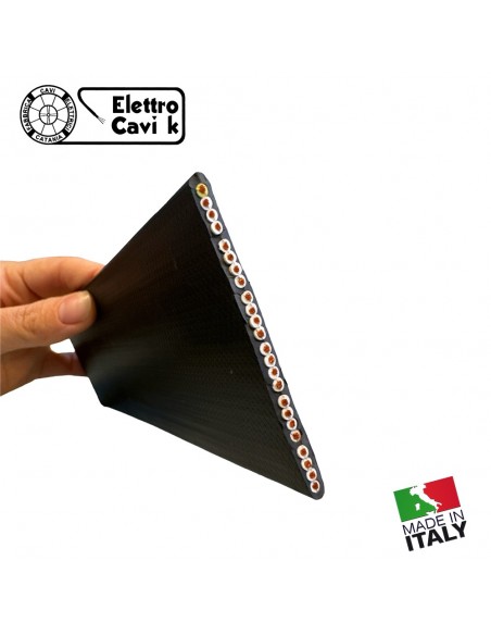 CAVO ELETTRICO PIATTO H05VVH6-F 24G0.75 24x0.75 mm² PER ASCENSORE MONTACARICHI FLESSIBILE MULTIPOLARE 24 POLI NERO PROFESSIONALE