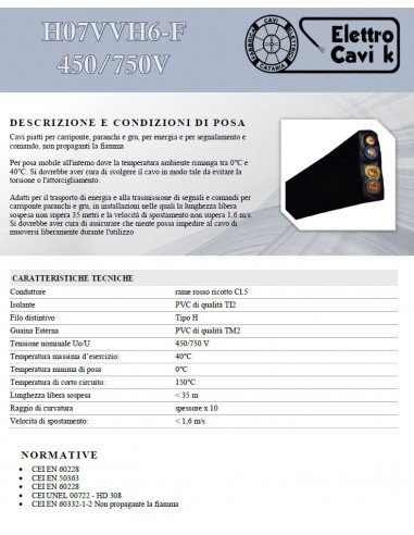 CAVO ELETTRICO PIATTO H07VVH6-F 4G6...