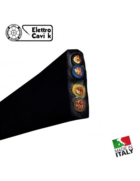 CAVO ELETTRICO PIATTO H07VVH6-F 4G6 4x6 mm² PER ASCENSORE MONTACARICHI FLESSIBILE QUADRIPOLARE 4 POLI NERO PROFESSIONALE ITALY