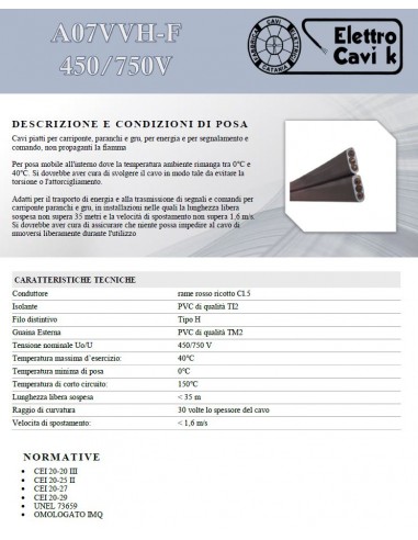 CAVO ELETTRICO PIATTO AO7VVH-F 6x1... CAVO ELETTRICO PIATTO AO7VVH-F 6x1...