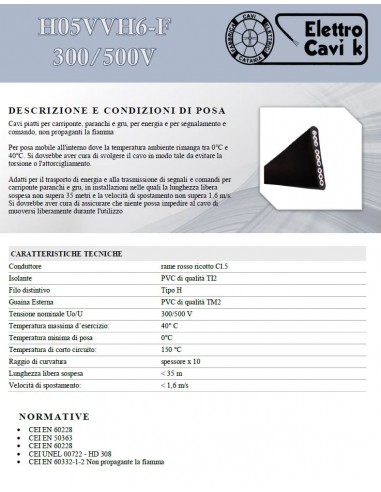 CAVO ELETTRICO PIATTO H05VVH6-F... CAVO ELETTRICO PIATTO H05VVH6-F...