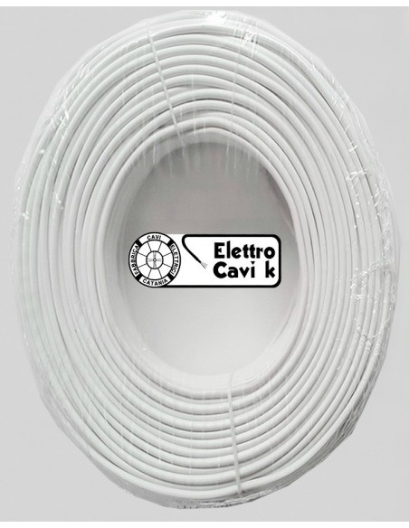 CAVO ELETTRICO H05VV-F 2x1 mm² BIANCO BIPOLARE 2 POLI SIMILGOMMA GOMMATO FLESSIBILE CPR ECA PROFESSIONALE MADE IN ITALY