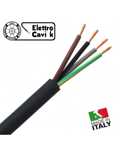 CAVO ELETTRICO H07RN-F 4G1,5 mm² IN GOMMA PER USO ESTERNO E INTERNO RESISTENTE ALL' ACQUA QUADRIPOLARE 4 POLI CPR IMQ 0,6/1 kV