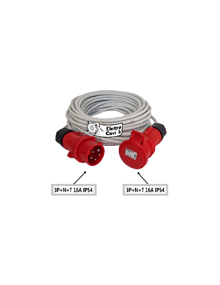 PROLUNGA ELETTRICA INDUSTRIALE 16A TRIFASE 380V 3P+N+T IP54 CAVO FROR 5G2,5 mm² 5 POLI PROFESSIONALE MADE IN ITALY