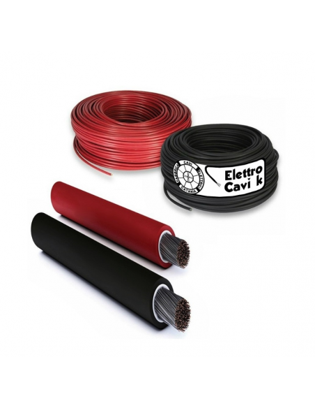 CAVO ELETTRICO H1Z2Z2-K 1x4 mm² NERO ROSSO PANNELLI SOLARI IMPIANTI FOTOVOLTAICI FLESSIBILE IN RAME PROFESSIONALE MADE IN ITALY