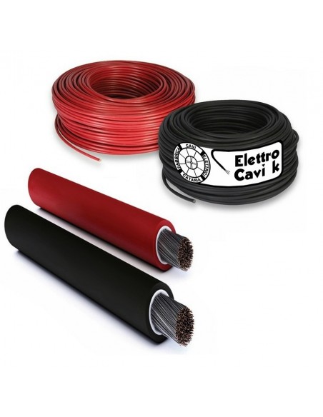 CAVO ELETTRICO H1Z2Z2-K 1x10 mm² NERO ROSSO PANNELLI SOLARI IMPIANTI FOTOVOLTAICI FLESSIBILE IN RAME PROFESSIONALE MADE IN ITALY