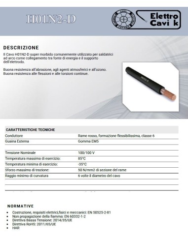 CAVO ELETTRICO PER SALDATRICE 1x70...